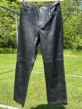Tommy Hilfiger Black 100% Leather Pants Sz 10 NWOT